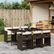 Tuinset 7-delig poly rattan bruin