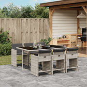 Tuinset 7-delig poly rattan grijs