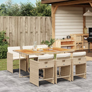 Tuinset 7-delig poly rattan beige met kussens