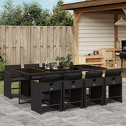 Tuinset 9-delig poly rattan zwart