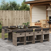 Tuinset 9-delig poly rattan grijs