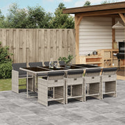 Tuinset 9-delig poly rattan lichtgrijs