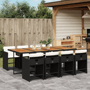 Tuinset poly rattan 9-delig zwart