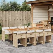 Tuinset 9-delig poly rattan beige acaciahout