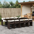11-piece Outdoor Dining Set with Cushions Poly Rattan Brown