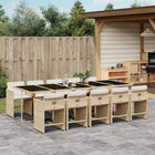 11-piece Garden Furniture Set with Cushions, Poly Rattan, Beige