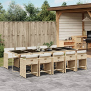 Tuinset poly rattan 11-delig beige met kussens