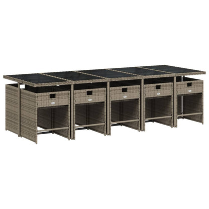 11-delige tuinset met kussens, grijs polyrotan