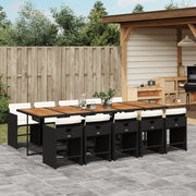 Tuinset poly rattan 11-delig zwart met kussens