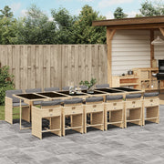 Tuinset 13-delig poly rattan gemengd beige