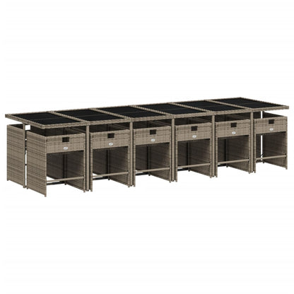 13-delige tuinset met kussens, grijs polyrotan