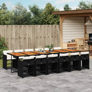Tuinset 13-delig poly rattan zwart met kussens