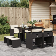 9-piece Garden furniture set poly rattan black