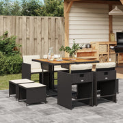 Tuinset poly rattan 9-delig zwart
