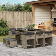 Tuinset 11-delig poly rattan grijs