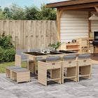 11-delige Tuinset met kussens poly rattan gemengd beige