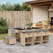 Tuinset 11-delig poly rattan gemengd beige