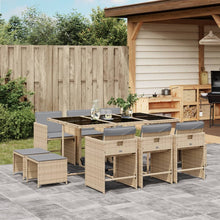 11-delige Tuinset met kussens poly rattan gemengd beige