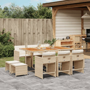 Tuinset 11-delig poly rattan beige met kussens