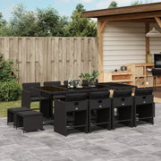 Tuinset 13-delig poly rattan zwart met kussens