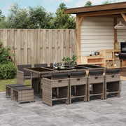 Tuinset 13-delig poly rattan grijs