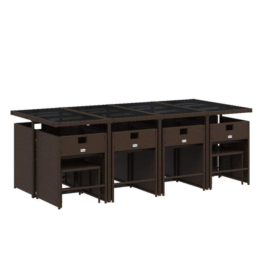 13-delige Tuinset met kussens poly rattan bruin