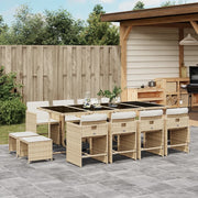 Tuinset 13-delig poly rattan beige met kussens