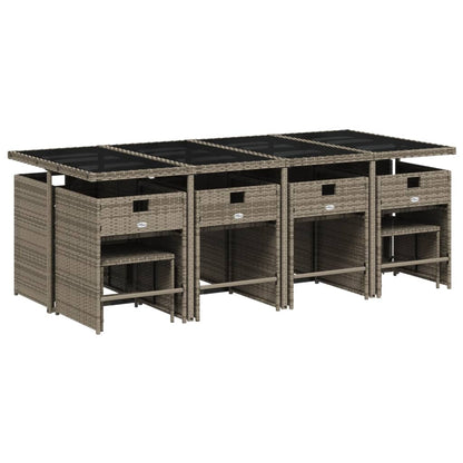 13-delige tuinset met kussens, grijs polyrotan