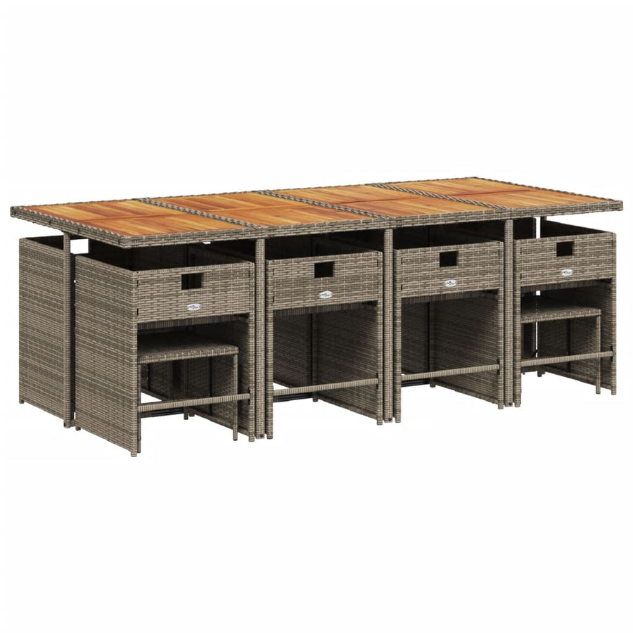 13-delige tuinset met kussens, grijs polyrotan