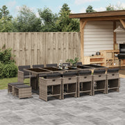 Tuinset 15-delig poly rattan grijs