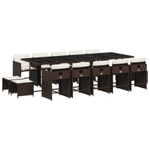 15-delige Tuinset met kussens poly rattan bruin