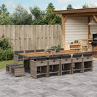 15-Piece Garden Furniture Set with Cushions, Poly Rattan Grey