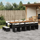 15-piece Garden Furniture Set with Cushions, Poly Rattan Black