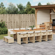Tuinset 15-delig poly rattan beige met kussens