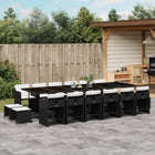 17-piece Garden Set with Cushions Poly Rattan Black