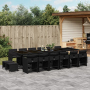 17-piece Garden Set with Cushions Poly Rattan Black