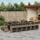 17-piece Garden Set with Cushions Poly Rattan Grey