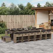 17-piece Garden Set with Cushions Poly Rattan Grey