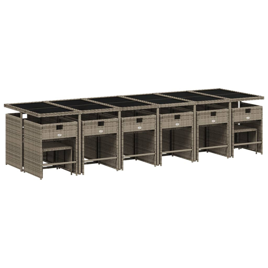 17-delige tuinset met kussens, grijs polyrotan