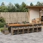 17-piece Garden Set with Cushions Poly Rattan Grey