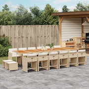 Tuinset 17-delig poly rattan beige met kussens