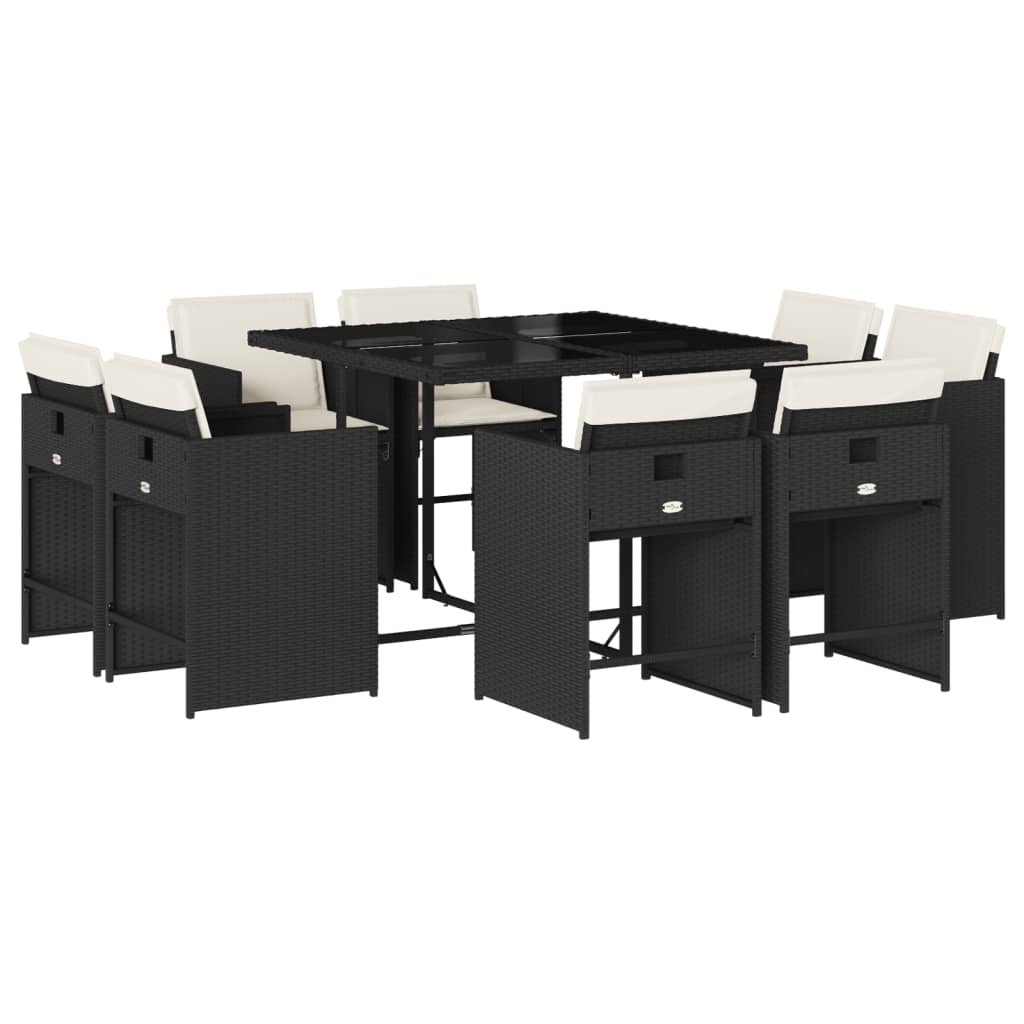 9-delige Tuinset poly rattan zwart