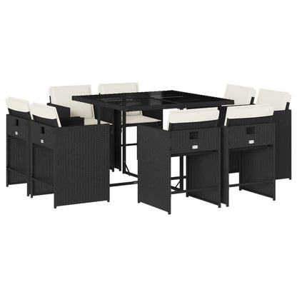 9-delige Tuinset poly rattan zwart
