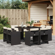 Tuinset 9-delig poly rattan zwart