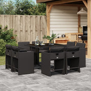 Tuinset 9-delig poly rattan zwart