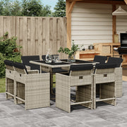 Tuinset 9-delig poly rattan lichtgrijs