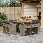 Tuinset 9-delig poly rattan grijs met kussens