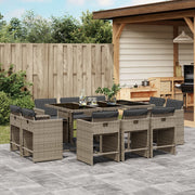 Tuinset 11-delig poly rattan grijs met kussens