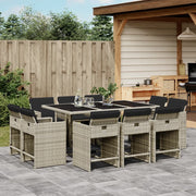 Tuinset 11-delig poly rattan lichtgrijs