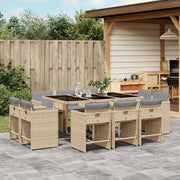 Tuinset 11-delig poly rattan gemengd beige